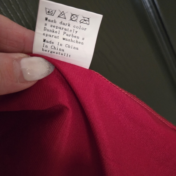 Women's Short Sleeved Pajama Set Red With White Trim - Picture 7 of 9